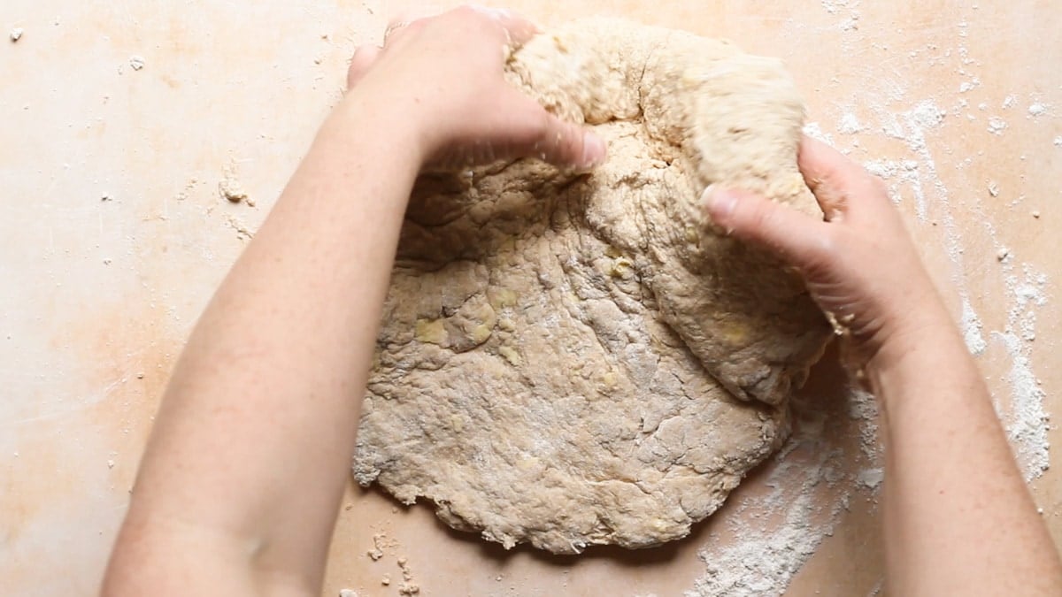 Folding biscuit dough for flaky layers