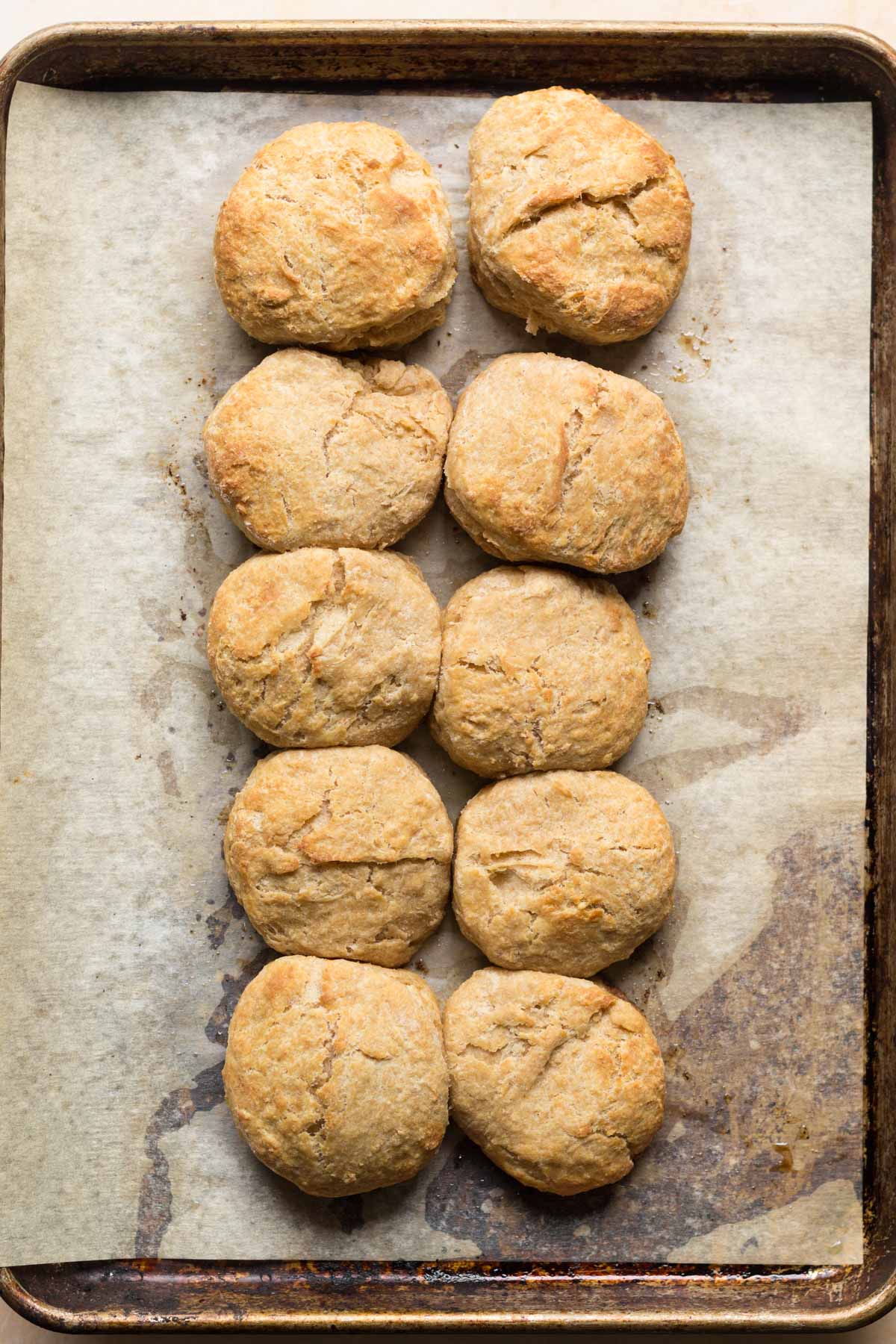 Sourdough discard biscuits baked on sheet pan