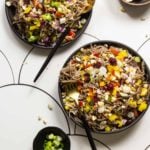 Soba Noodle Salad on plates with utensils