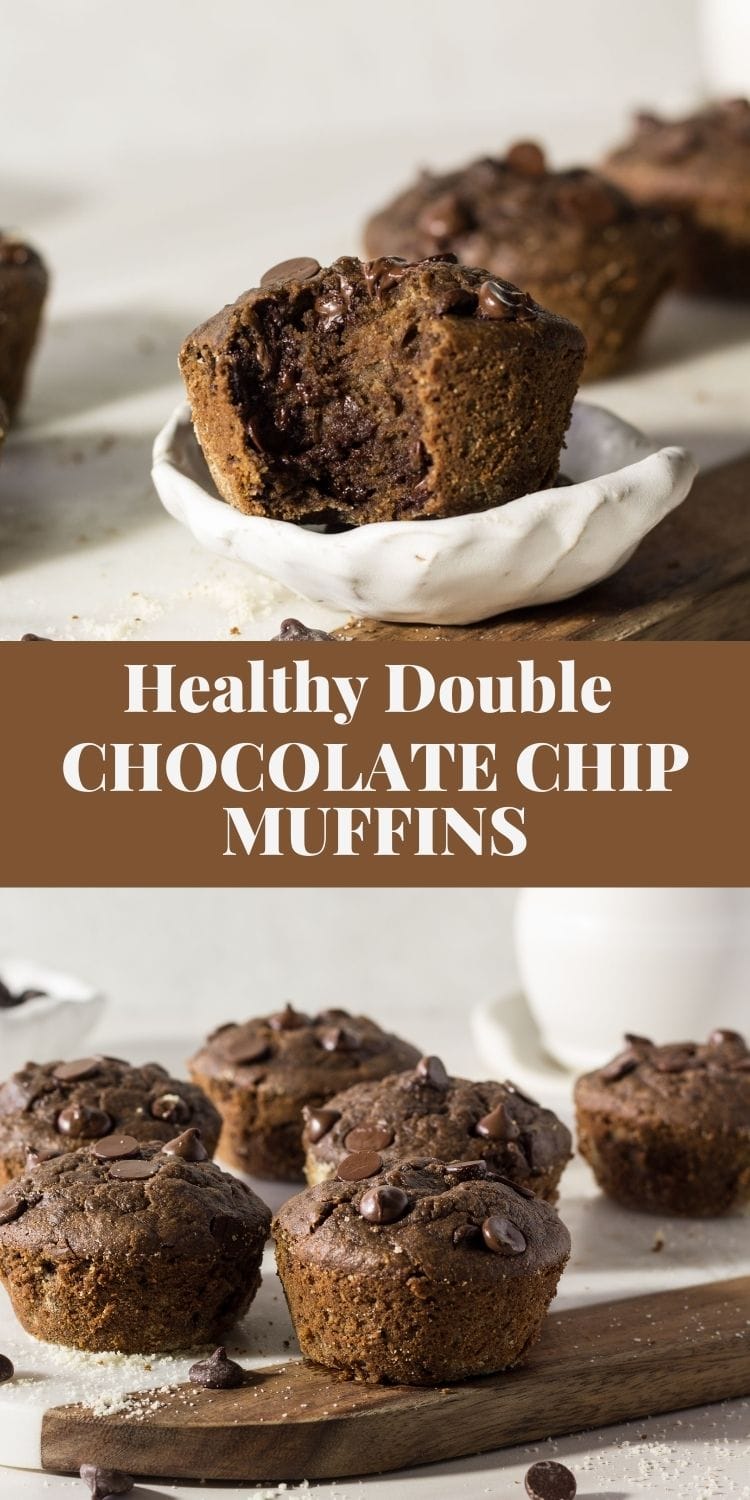 Easy and delicious Double Chocolate Chip Muffins via @bessiebakes