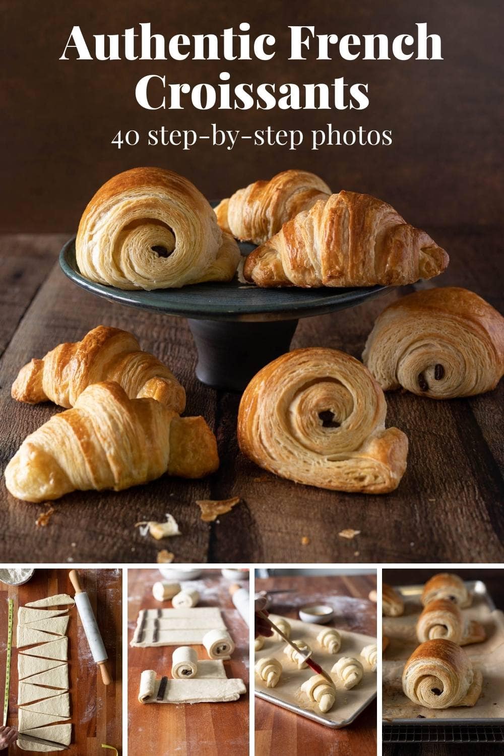 Make authentic French croissants and chocolate croissants with 40 step-by-step photos via @bessiebakes