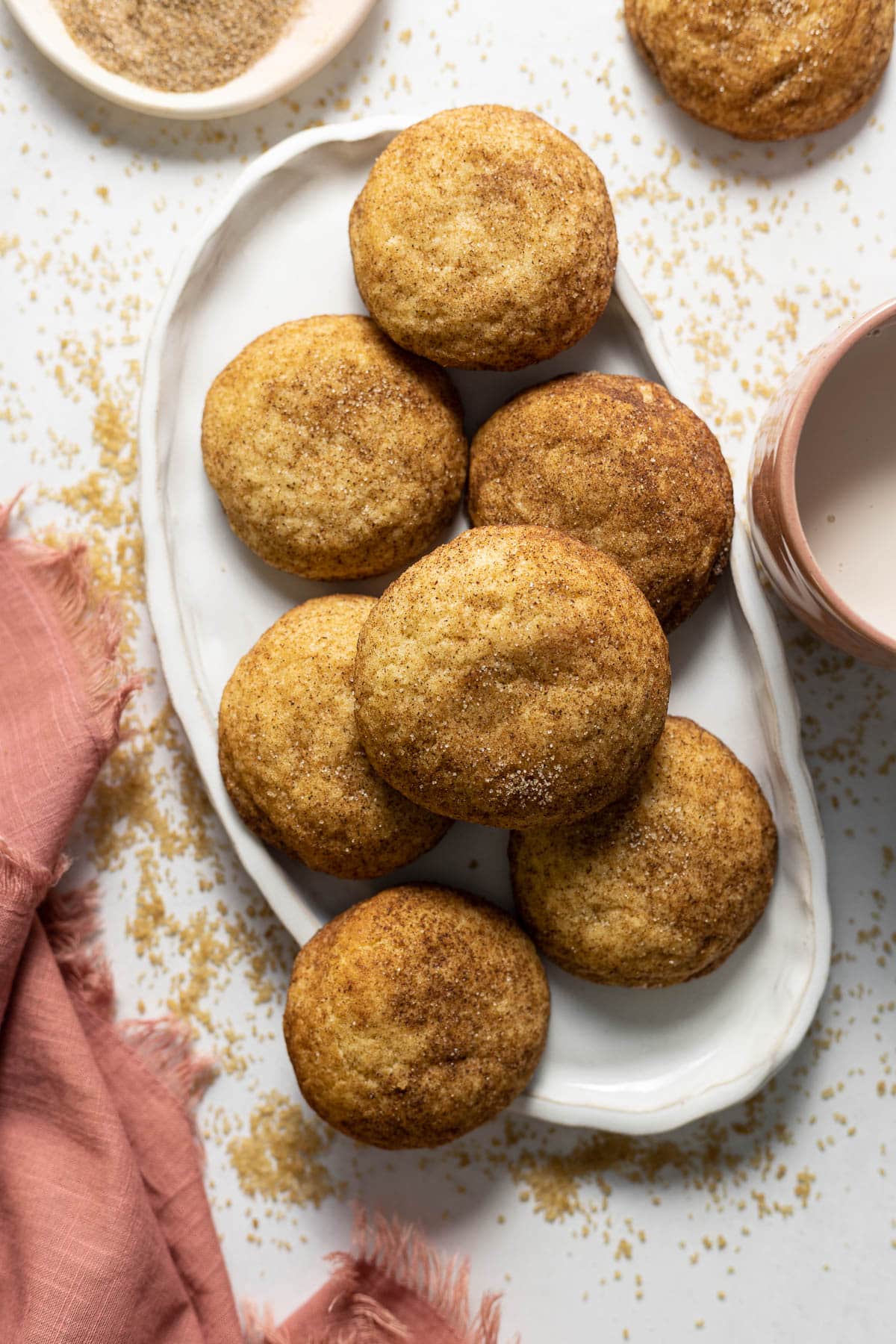 Chai Snickerdoodle Cookies on an oval plate