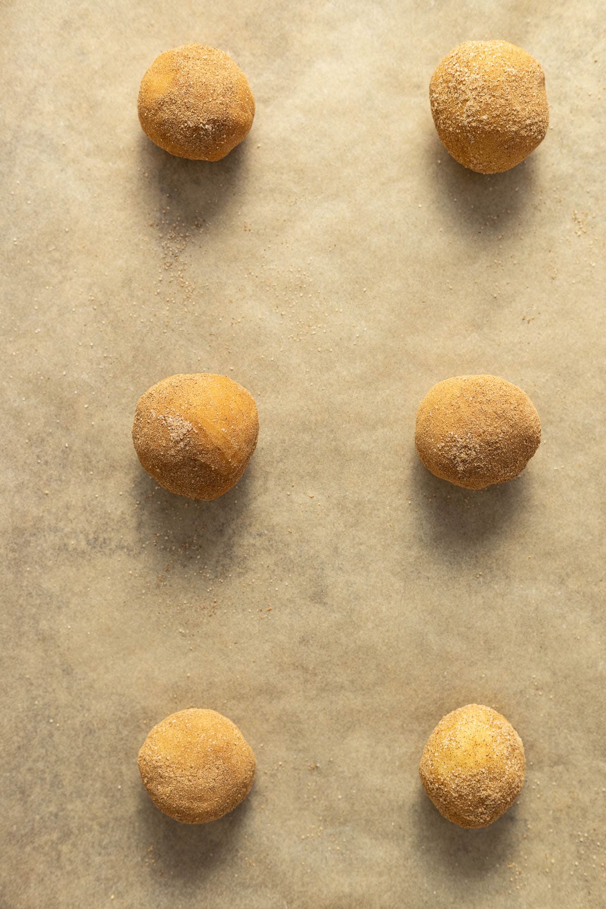 Chai Snickerdoodles on parchment paper 