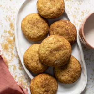 Chai snickerdoodle cookies on a white plate