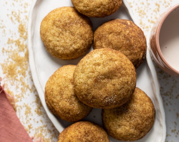 Chai snickerdoodle cookies on a white plate