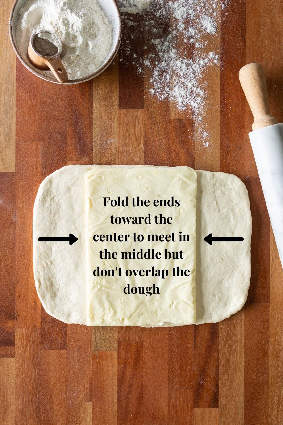 Butter block folded into croissant dough
