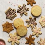 Almond shortbread cookies with chocolate and peppermint drizzled