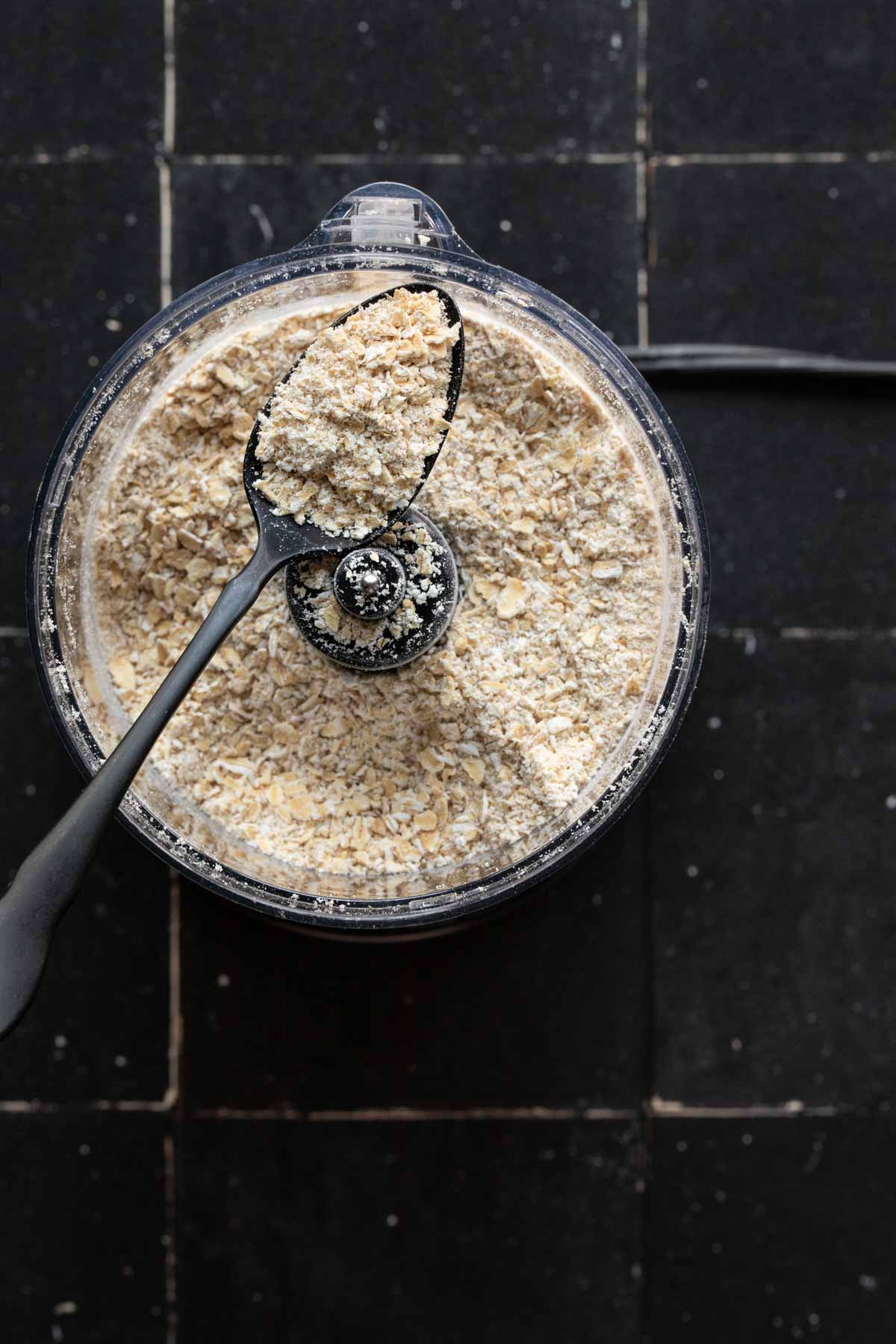 Oats with a spoon in a bowl