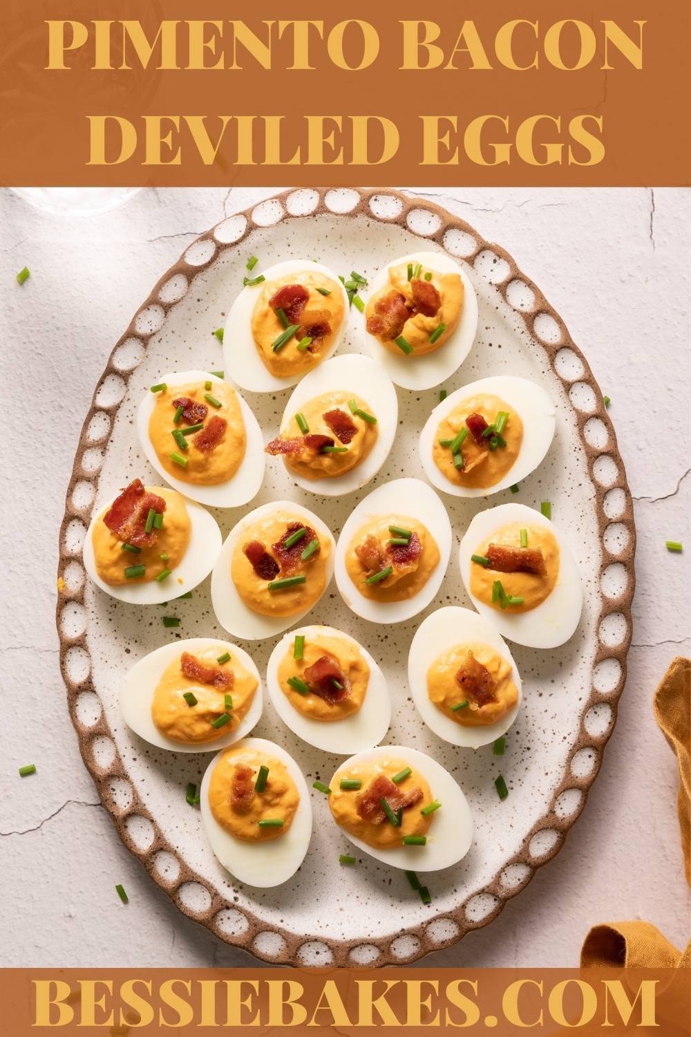 Pimento Bacon Deviled Eggs will be your favorite new deviled egg flavor! via @bessiebakes