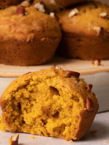 Pumpkin muffin cut in half