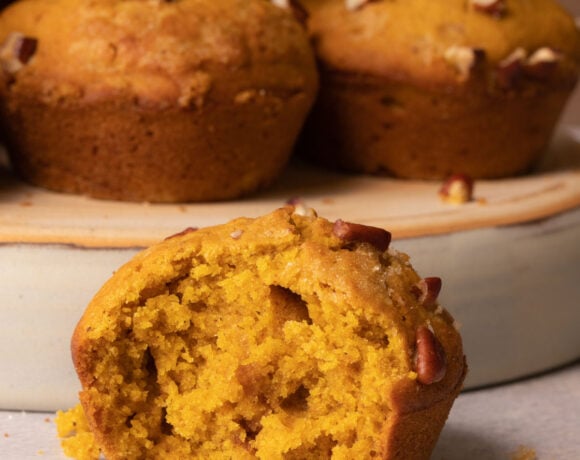 Pumpkin muffin cut in half