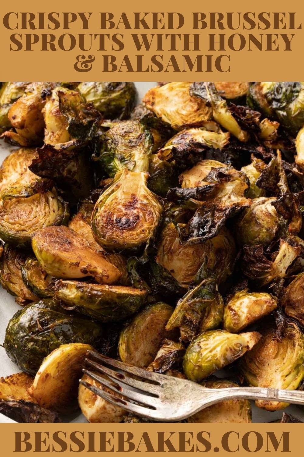 Crispy baked brussel sprouts up close on a plate via @bessiebakes