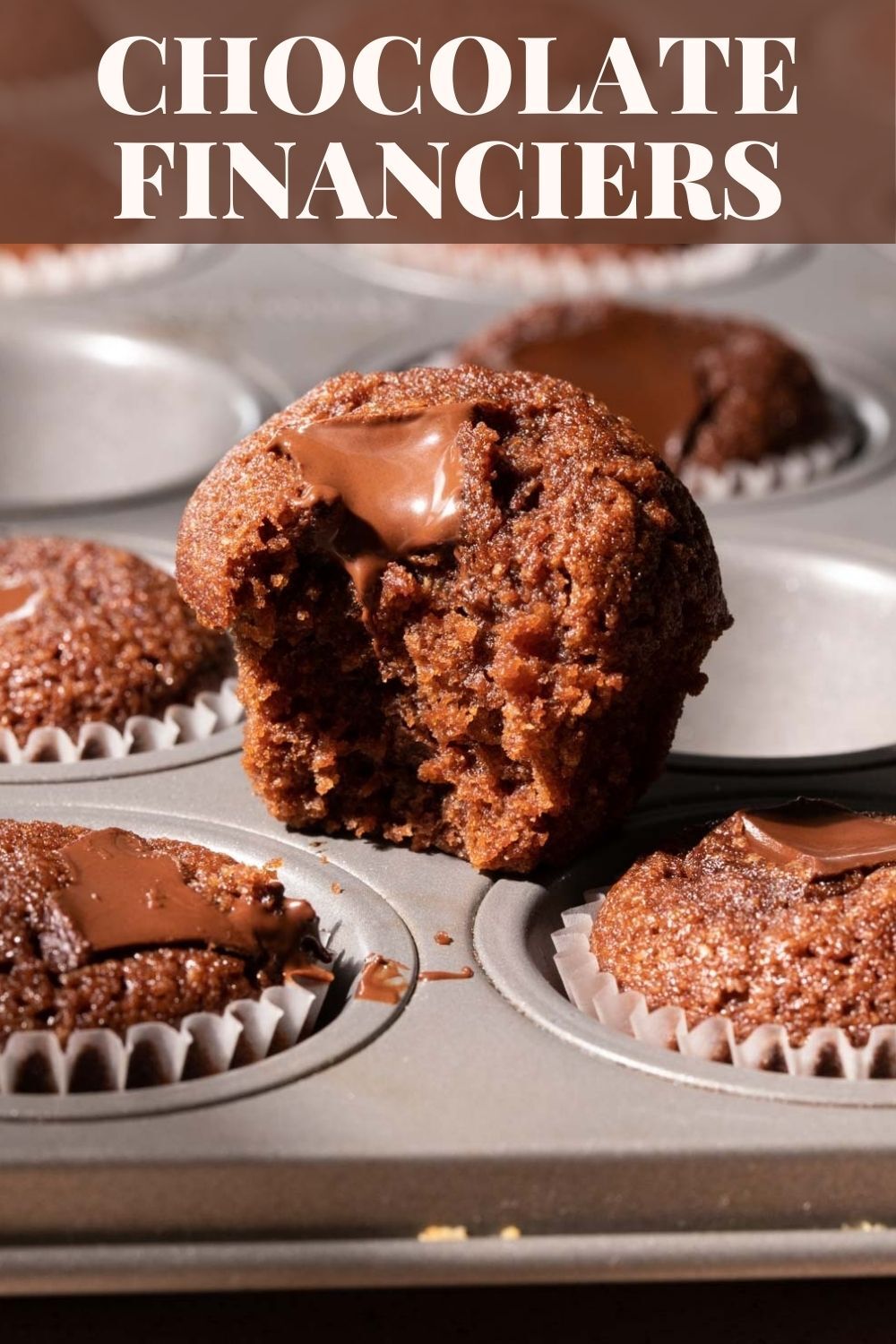 These super easy chocolate financiers have browned butter and almond flour to make them gooey and rich, yet lighter-than-air! via @bessiebakes