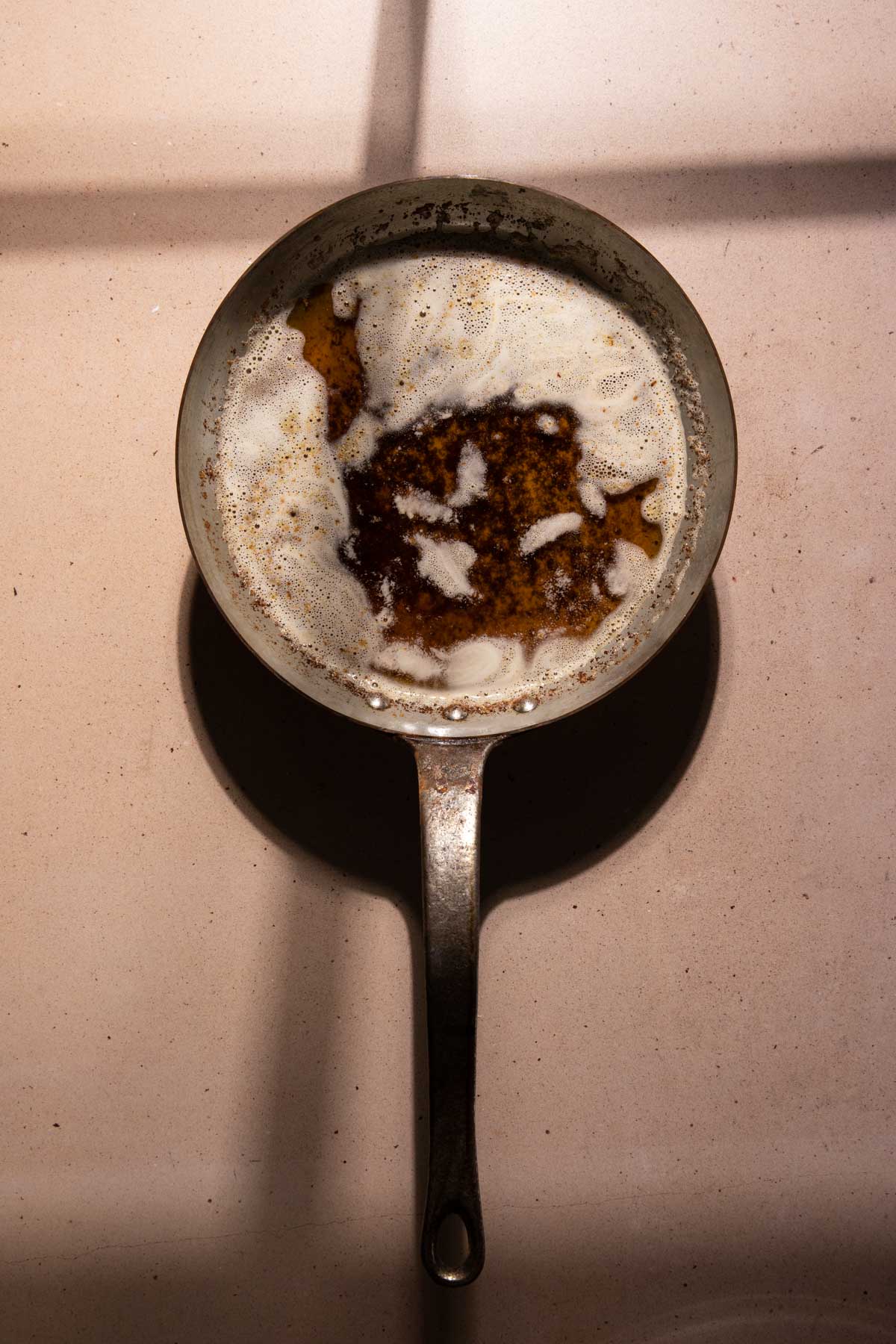 Browned butter in a saute pan