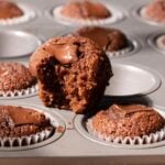 Mini chocolate financiers in a cupcake pan