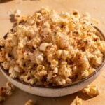 A bowl of garlic parmesan popcorn