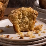 Half of a banana walnut muffin up close